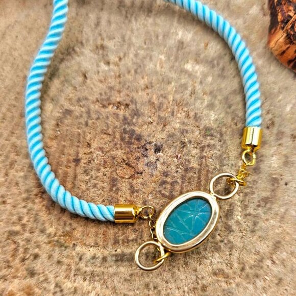 Nature Green Chalcedony Scarab Hand Braided Bracelet - Picture 8 of 10